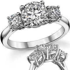 2.0ct(7.5mm,4.0mm) Three-Stone Round Brilliant Moissanite Ring