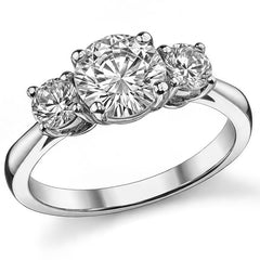 1.75ct(7mm,4mm) Three-Stone Round Brilliant Moissanite Ring