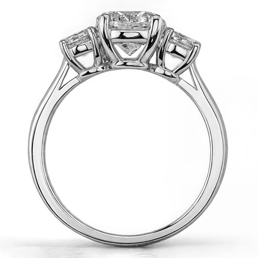1.75ct(7mm,4mm) Three-Stone Round Brilliant Moissanite Ring
