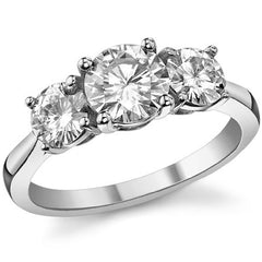 2.0ct(6.5mm,5.0mm) Three-Stone Round Brilliant Moissanite Ring