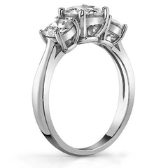 2.0ct(6.5mm,5.0mm) Three-Stone Round Brilliant Moissanite Ring