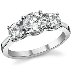 2.0ct(6.5mm,5.0mm) Three-Stone Round Brilliant Moissanite Ring