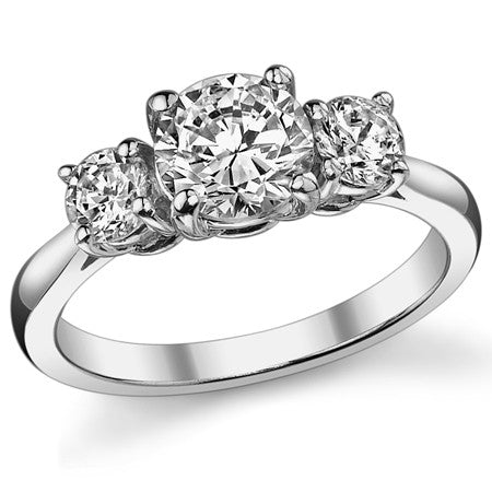 1.5ct (6.5mm,4.0mm) Three-Stone Round Brilliant Moissanite Ring