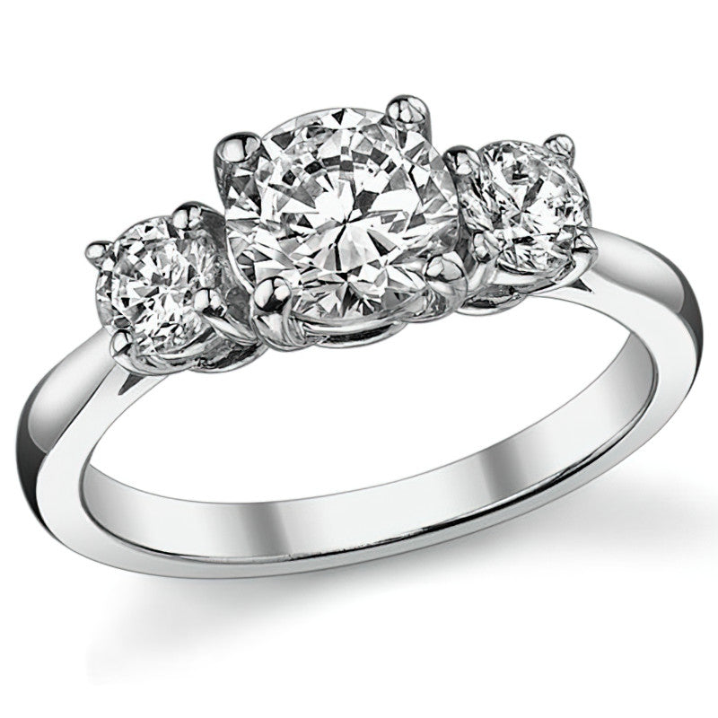 1.5ct (6.5mm,4.0mm) Three-Stone Round Brilliant Moissanite Ring