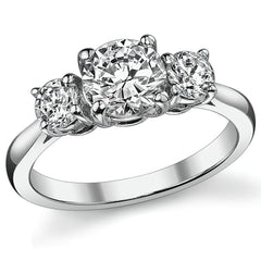 1.5ct (6.5mm,4.0mm) Three-Stone Round Brilliant Moissanite Ring