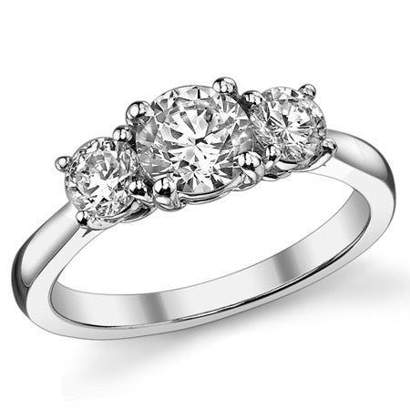 1.25ct (6mm,4.0mm) 3-Stone Round Brilliant Moissanite Ring
