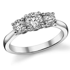 1.0ct (5.0mm,4.0mm) Three-Stone Round Brilliant Moissanite Ring