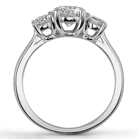 1.0ct (5.0mm,4.0mm) Three-Stone Round Brilliant Moissanite Ring