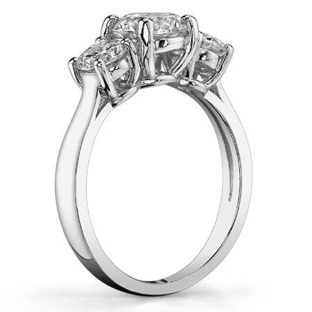 1.9ct (7mm,4.5mm) Three-Stone Round Brilliant Moissanite Ring