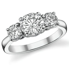 1.9ct (7mm,4.5mm) Three-Stone Round Brilliant Moissanite Ring