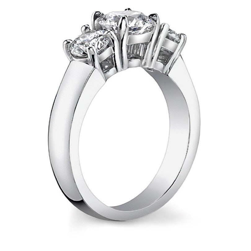 Round Brilliant Moissanite Flush Fit Three-Stone Ring
