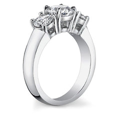 Round Brilliant Moissanite Flush Fit Three-Stone Ring