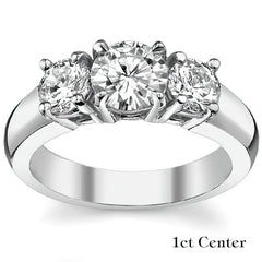 Round Brilliant Moissanite Flush Fit Three-Stone Ring