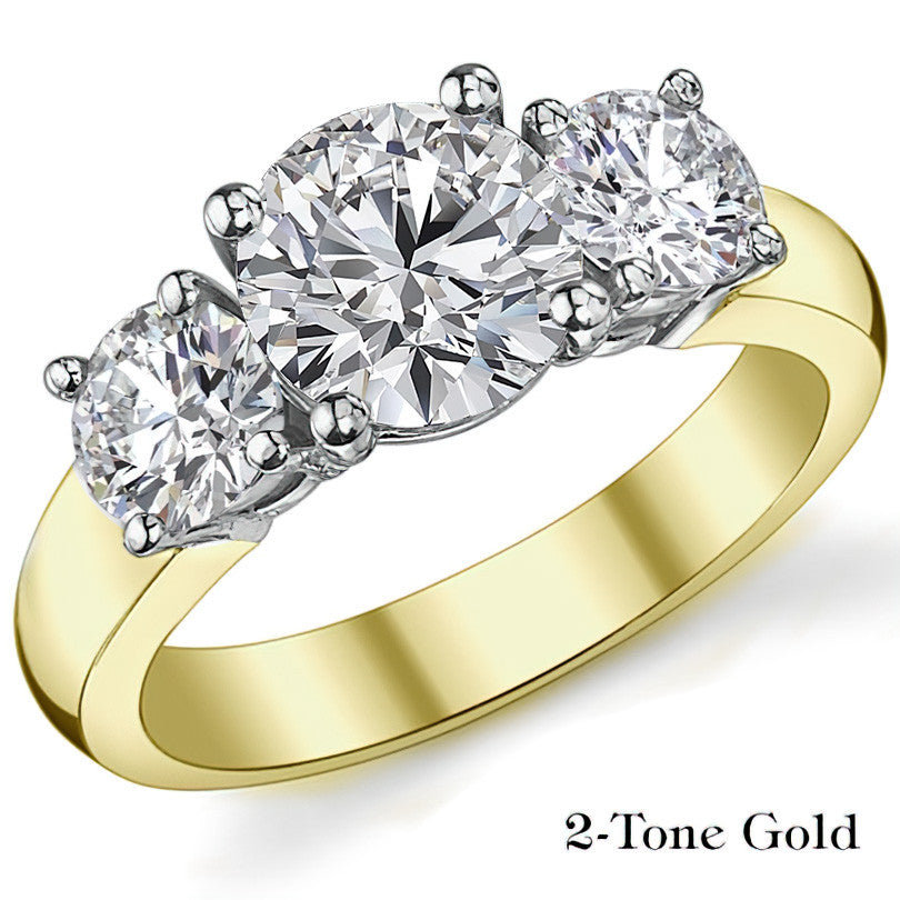 Round Brilliant Moissanite Flush Fit Three-Stone Ring
