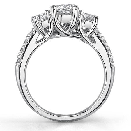 1.2ct (5mm/4mm) Round Brilliant Moissanite Trellis Three-Stone Ring