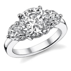 9.5mm/5mm Round Brilliant Moissanite 3-Stone Ring (4.5ct)