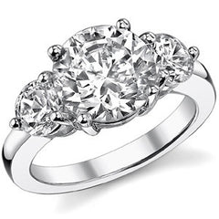 9.5mm/5mm Round Brilliant Moissanite 3-Stone Ring (4.5ct)