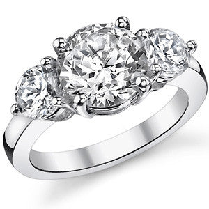 9mm/6mm Round Brilliant Moissanite 3-Stone Ring (4.5ct)
