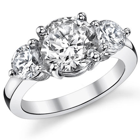 9mm/6mm Round Brilliant Moissanite 3-Stone Ring (4.5ct)