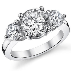 9mm/6mm Round Brilliant Moissanite 3-Stone Ring (4.5ct)