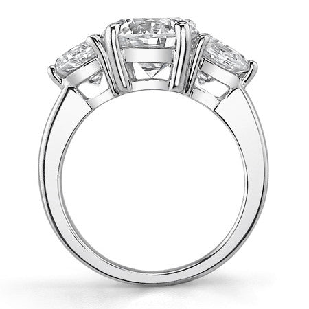 9mm/6mm Round Brilliant Moissanite 3-Stone Ring (4.5ct)