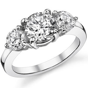 8mm/5mm Round Brilliant Moissanite 3-Stone Ring (3ct)