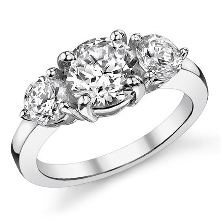 8mm/5mm Round Brilliant Moissanite 3-Stone Ring (3ct)