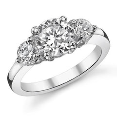 7.5mm/4.5mm Round Brilliant Moissanite 3-Stone Ring (2.2ct)
