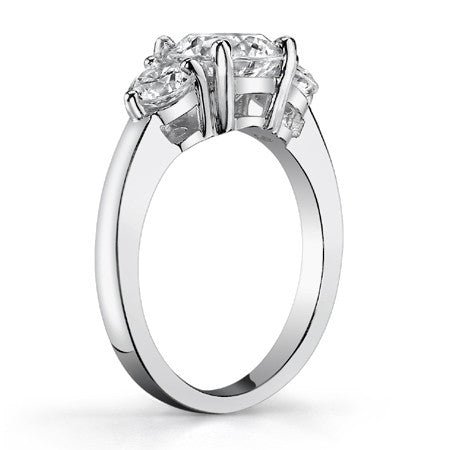 7.5mm/4.5mm Round Brilliant Moissanite 3-Stone Ring (2.2ct)