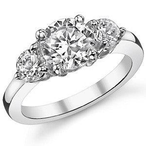 7.5mm/4.5mm Round Brilliant Moissanite 3-Stone Ring (2.2ct)