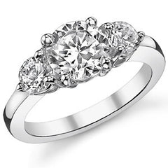 7.5mm/4.5mm Round Brilliant Moissanite 3-Stone Ring (2.2ct)