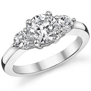 7mm/4mm Round Brilliant Moissanite 3-Stone Ring (1.75ct)