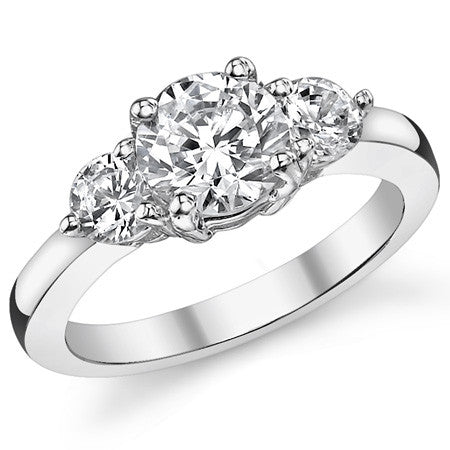 7mm/4mm Round Brilliant Moissanite 3-Stone Ring (1.75ct)
