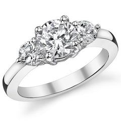 7mm/4mm Round Brilliant Moissanite 3-Stone Ring (1.75ct)