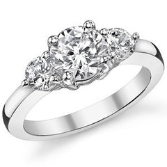 7mm/4mm Round Brilliant Moissanite 3-Stone Ring (1.75ct)