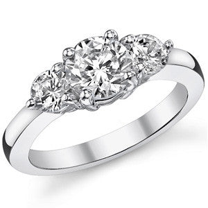6.5mm/4mm Round Brilliant Moissanite 3-Stone Ring (1.5ct)