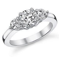 6.5mm/4mm Round Brilliant Moissanite 3-Stone Ring (1.5ct)