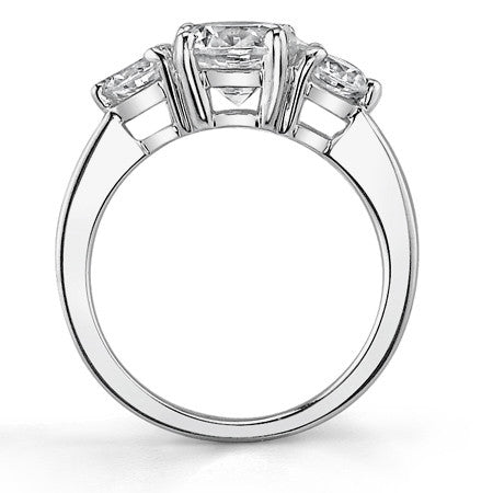 6.5mm/4mm Round Brilliant Moissanite 3-Stone Ring (1.5ct)