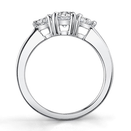 5mm/3.5mm Round Brilliant Moissanite 3-Stone Ring (0.80ct)