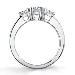 5mm/3.5mm Round Brilliant Moissanite 3-Stone Ring (0.80ct)