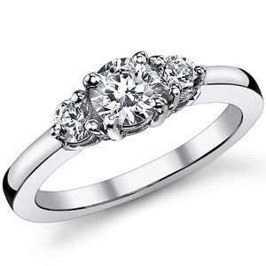 5mm/3.5mm Round Brilliant Moissanite 3-Stone Ring (0.80ct)