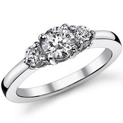 5mm/3.5mm Round Brilliant Moissanite 3-Stone Ring (0.80ct)