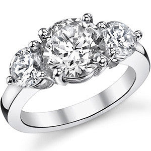 8.5mm/6mm Round Brilliant Moissanite 3-Stone Ring (4.0ct)