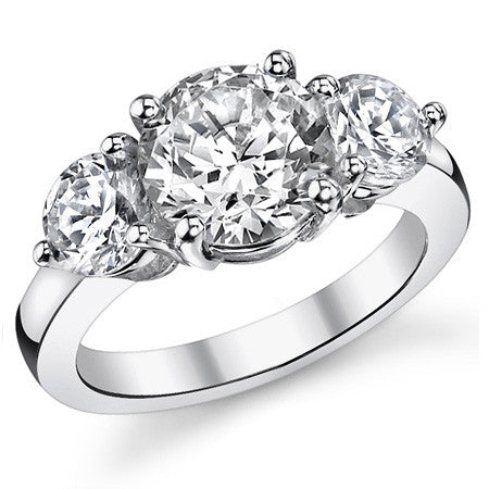 8.5mm/6mm Round Brilliant Moissanite 3-Stone Ring (4.0ct)