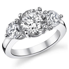 8.5mm/6mm Round Brilliant Moissanite 3-Stone Ring (4.0ct)