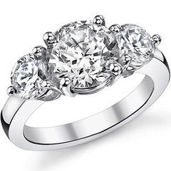 8.5mm/6mm Round Brilliant Moissanite 3-Stone Ring (4.0ct)