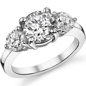 8.5mm/5mm Round Brilliant Moissanite 3-Stone Ring (3.5ct)