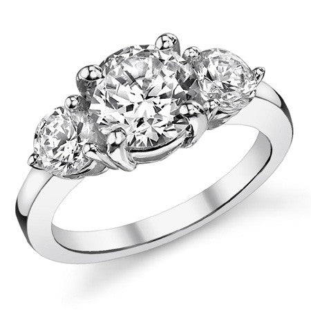 8.5mm/5mm Round Brilliant Moissanite 3-Stone Ring (3.5ct)