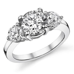 8.5mm/5mm Round Brilliant Moissanite 3-Stone Ring (3.5ct)