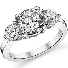 8.5mm/5mm Round Brilliant Moissanite 3-Stone Ring (3.5ct)